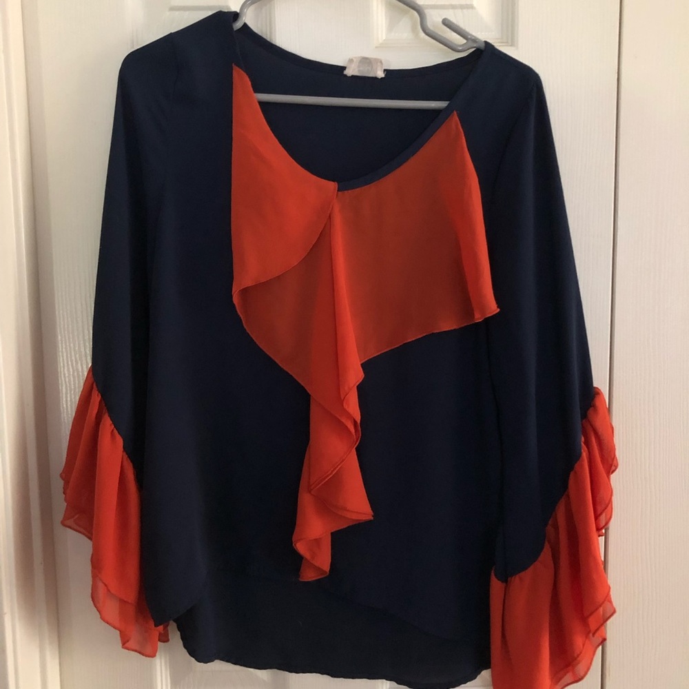 Jem brand sm/med blouse boutique style . Navy and Orange